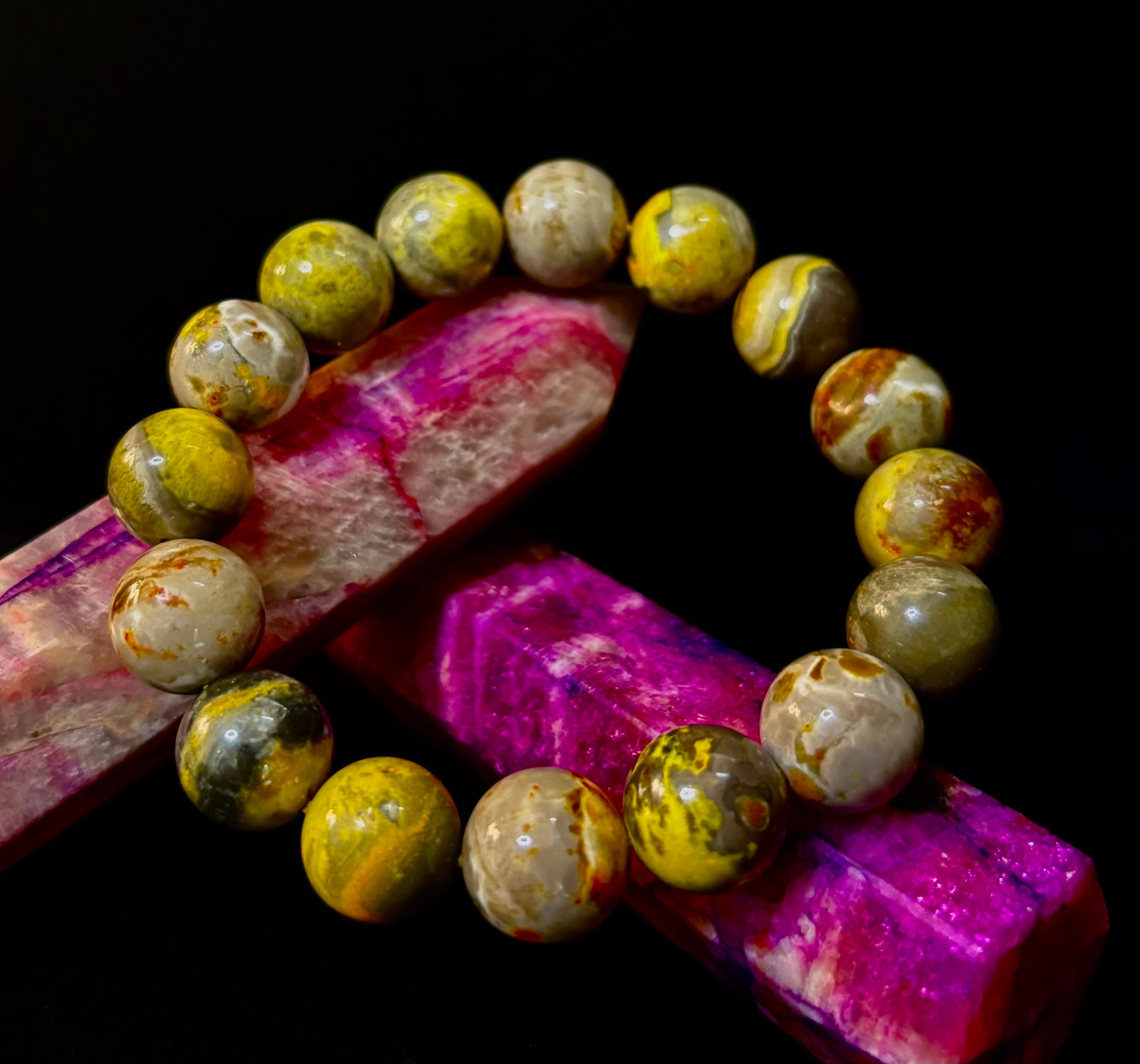 Bumble Bee Jasper Statement Bracelet – Rare Natural Gemstone | Limited Supply | Three Bead Sizes