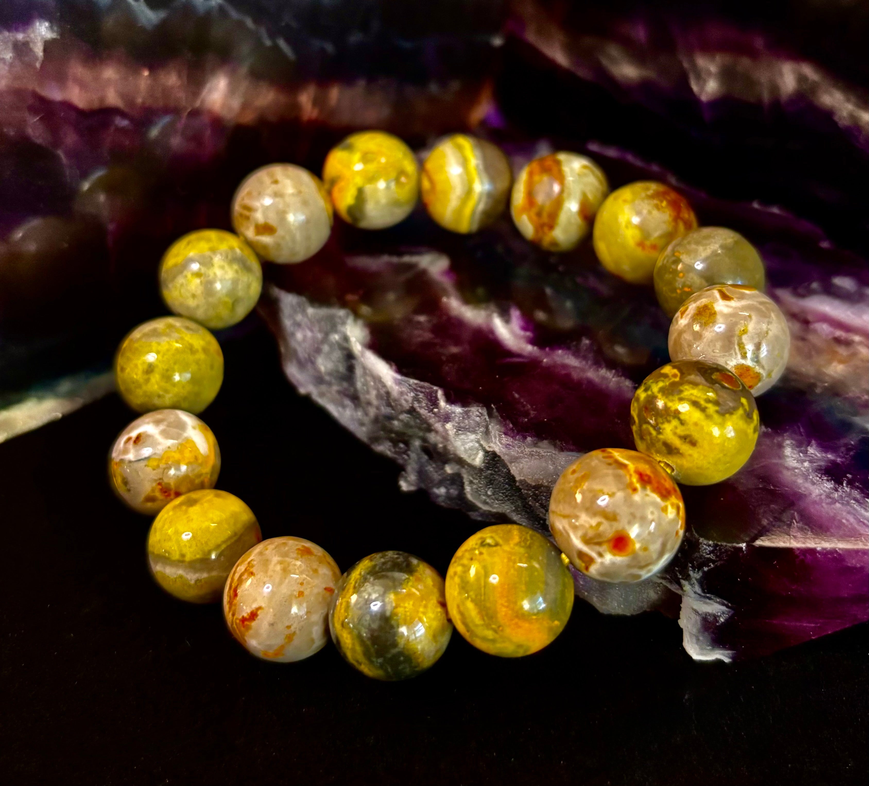 Bumble Bee Jasper Statement Bracelet – Rare Natural Gemstone | Limited Supply | Three Bead Sizes