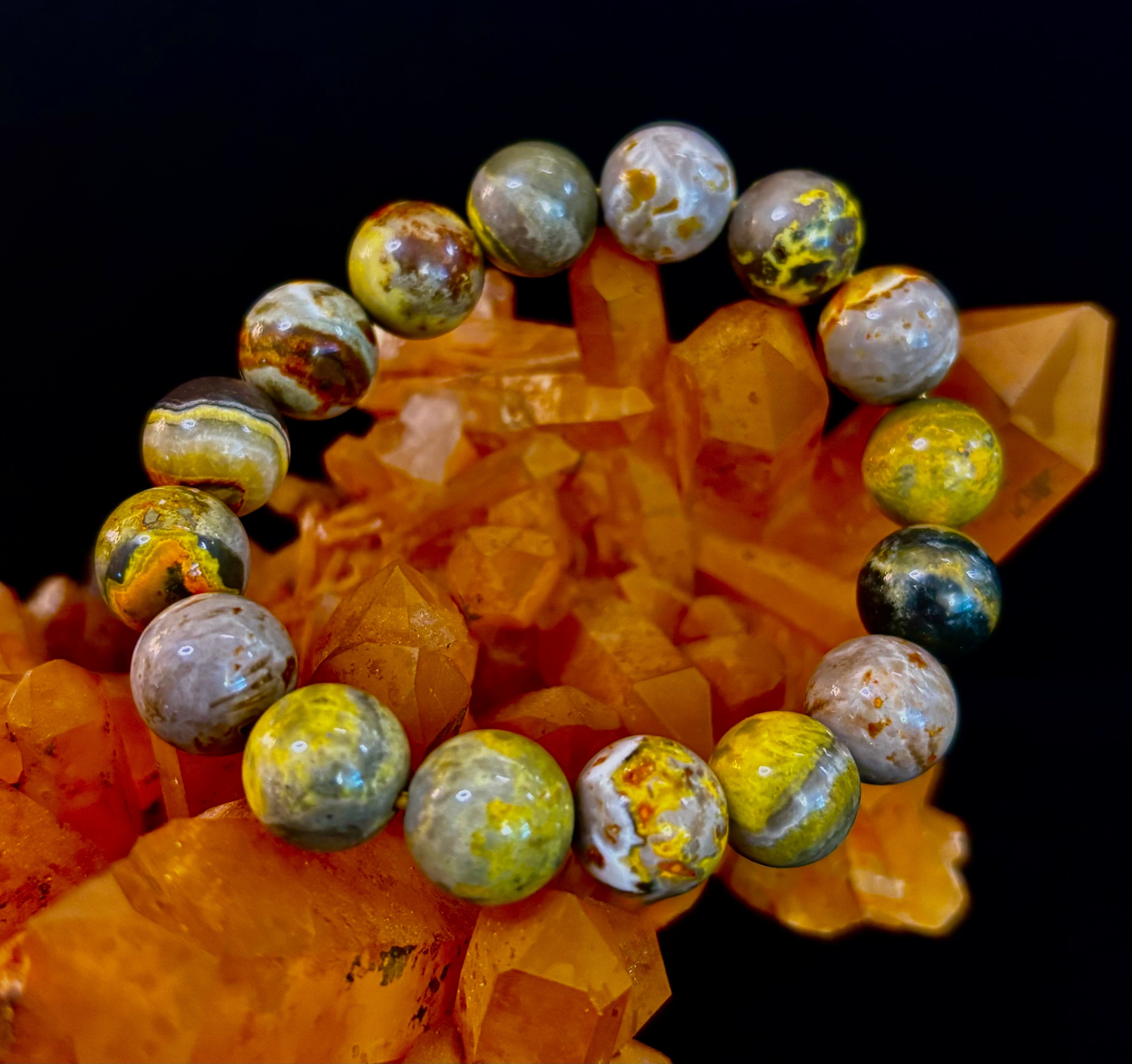 Bumble Bee Jasper Statement Bracelet – Rare Natural Gemstone | Limited Supply | Three Bead Sizes