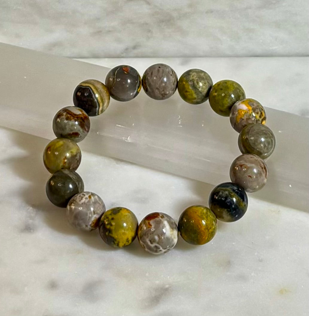 Bumble Bee Jasper Statement Bracelet – Rare Natural Gemstone | Limited Supply | Three Bead Sizes