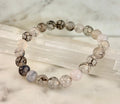 Reiki-Infused Black & White Dragon Vein Agate Bracelet for Protection, Yin-Yang Balance & Courage (8mm & 10mm)