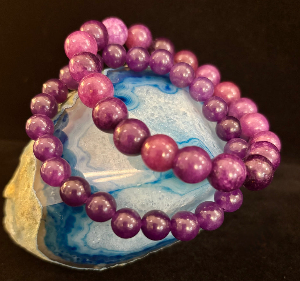 Reiki-Infused Natural Amethyst Bracelet for Inner Peace, High Intuition & Stress Relief (8mm & 10mm)