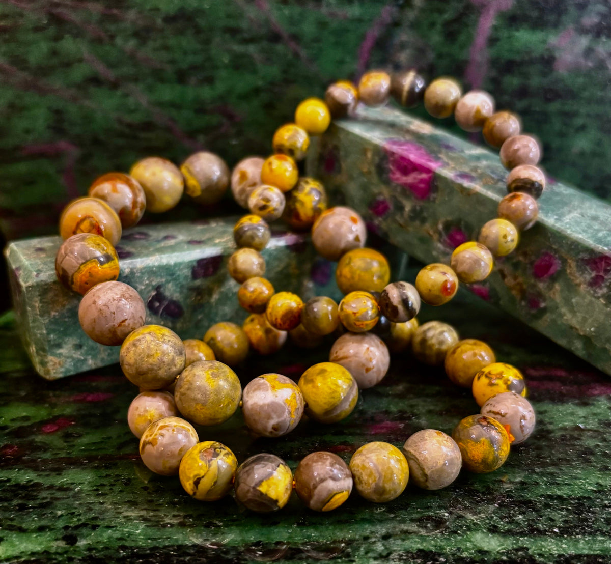 Bumble Bee Jasper Statement Bracelet – Rare Natural Gemstone | Limited Supply | Three Bead Sizes