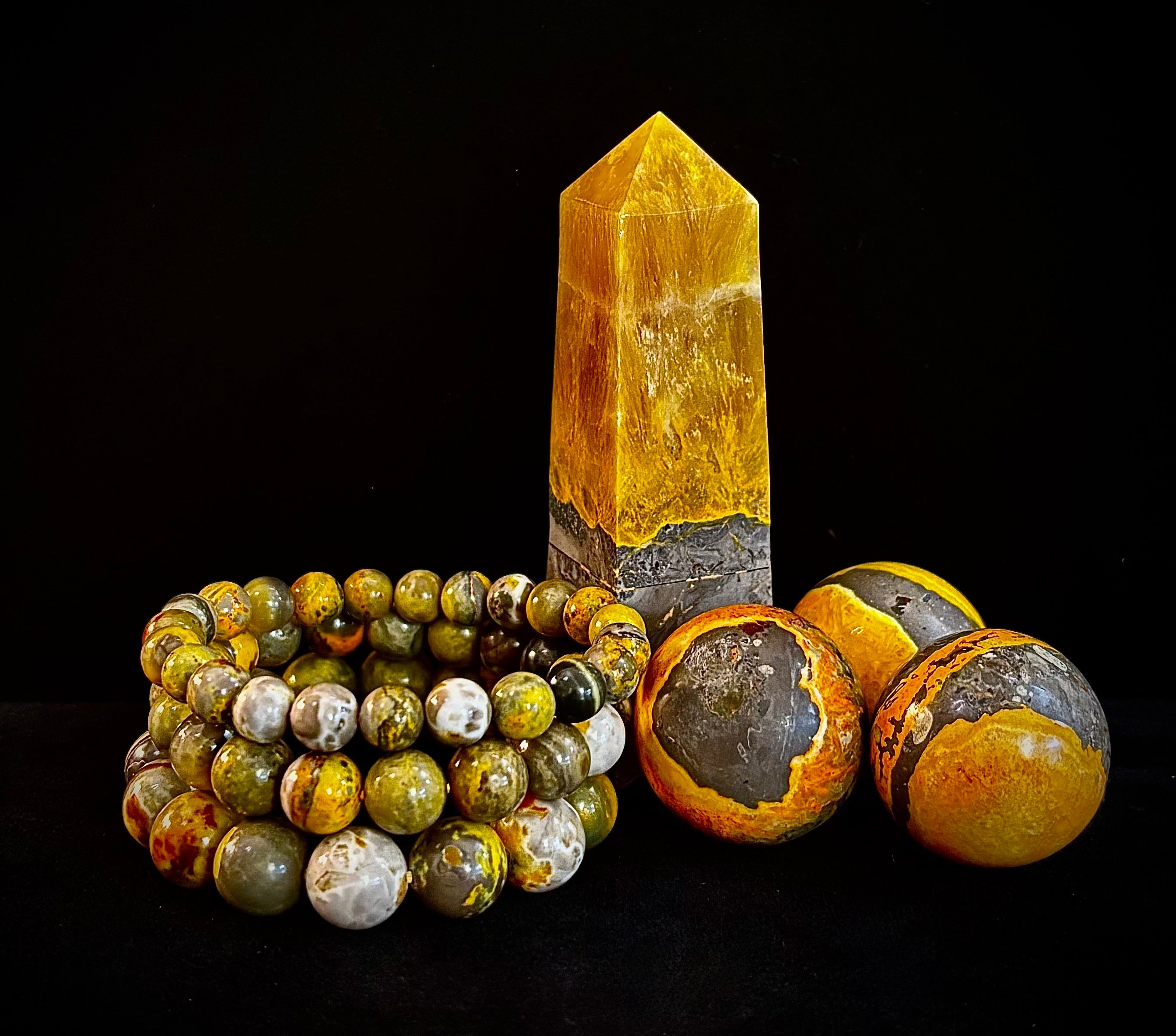 Bumble Bee Jasper Statement Bracelet – Rare Natural Gemstone | Limited Supply | Three Bead Sizes