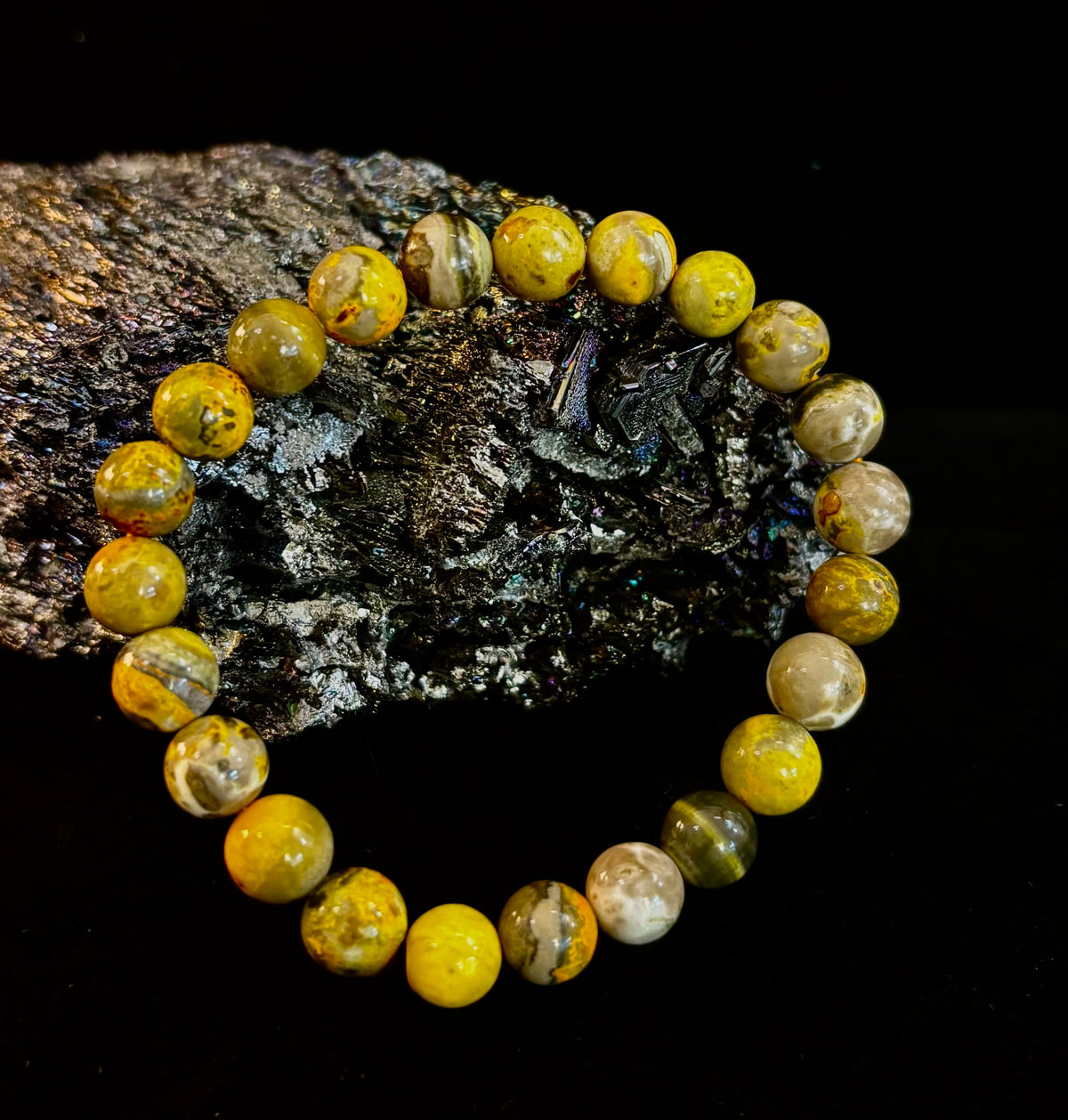 Bumble Bee Jasper Statement Bracelet – Rare Natural Gemstone | Limited Supply | Three Bead Sizes