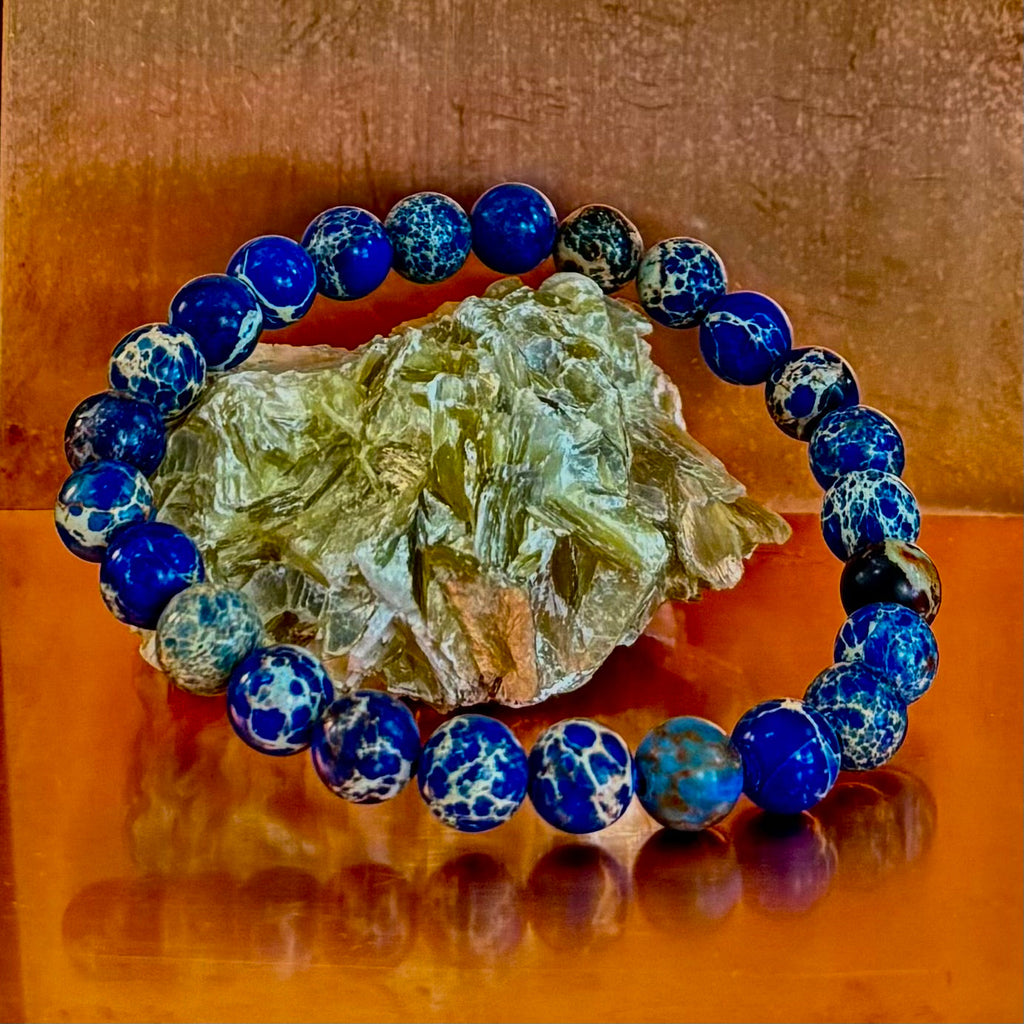 Atlantic Tide Blue Imperial Jasper Bracelet (8mm, 10mm, and 12mm)