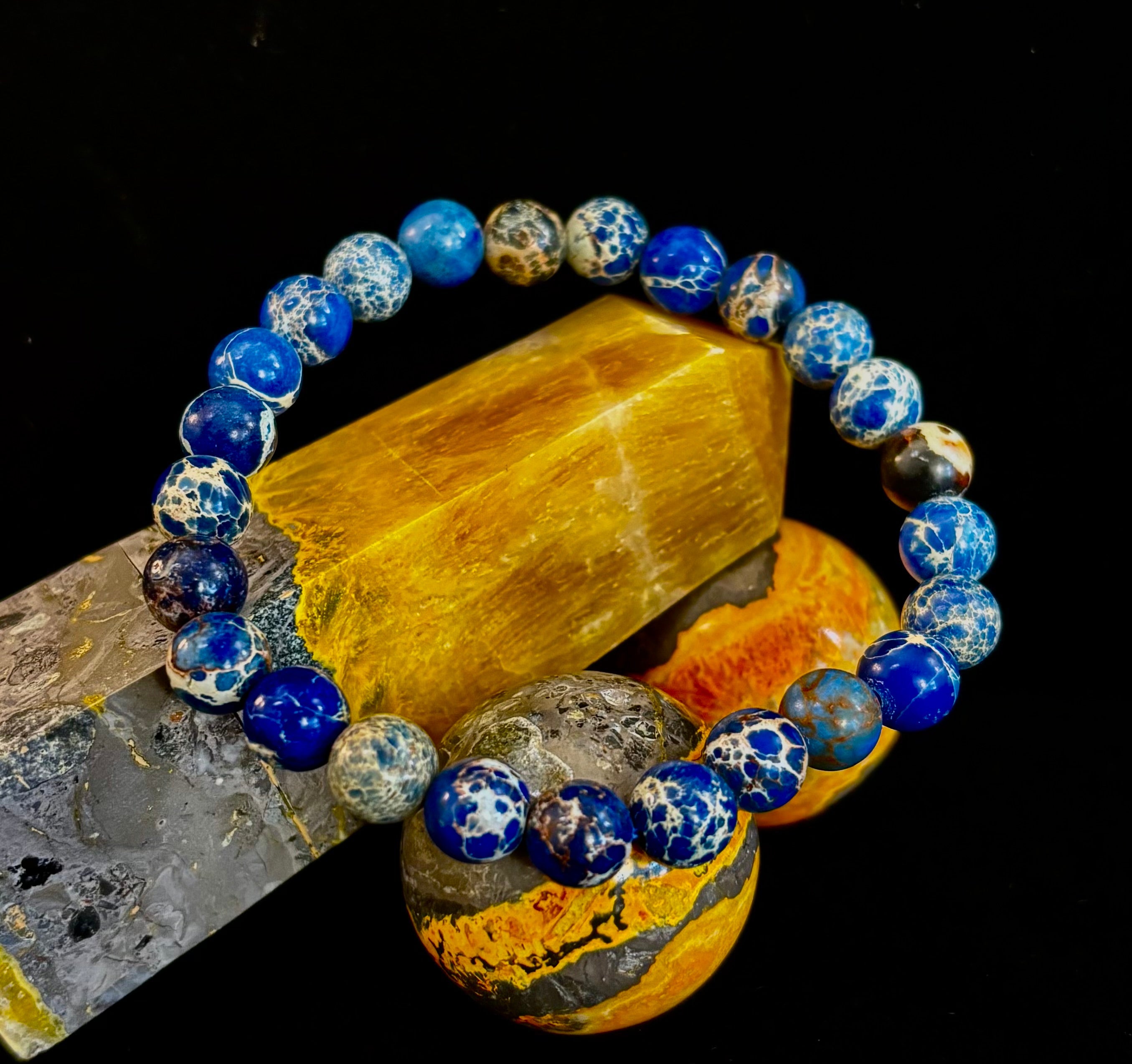 Atlantic Tide Blue Imperial Jasper Bracelet (8mm, 10mm, and 12mm)