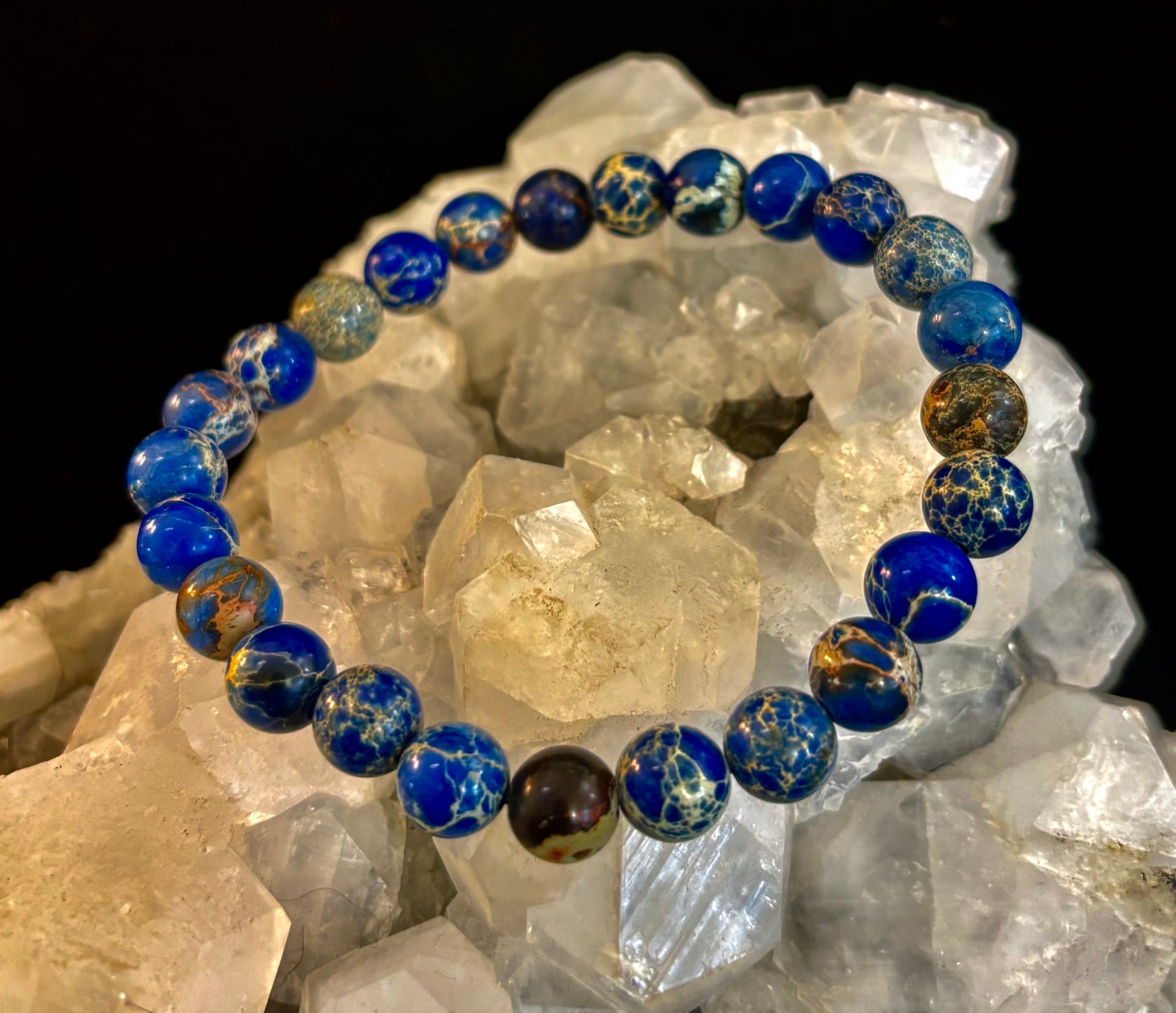 Atlantic Tide Blue Imperial Jasper Bracelet (8mm, 10mm, and 12mm)