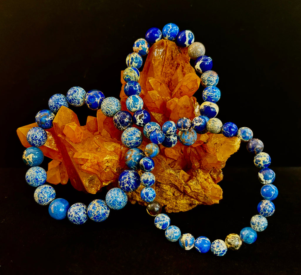 Atlantic Tide Blue Imperial Jasper Bracelet (8mm, 10mm, and 12mm)
