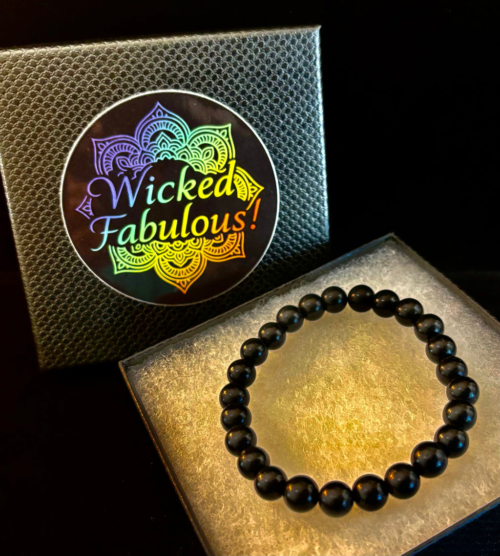 Reiki-Infused Authentic Karelian Shungite Bracelet for EMF Shielding, Detoxification & Deep Grounding (8mm)