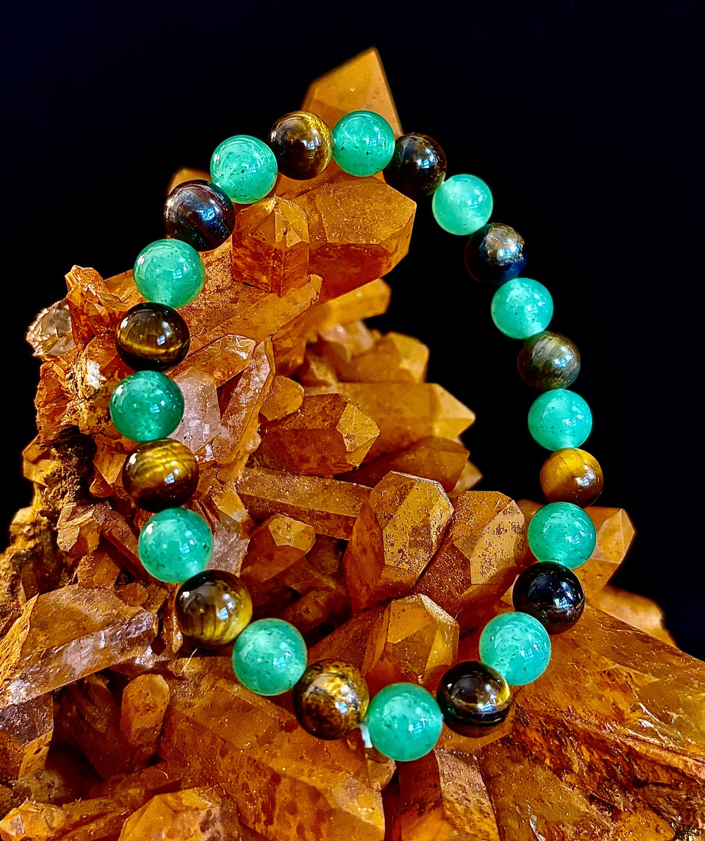 Green Aventurine & Tiger’s Eye Prosperity Bracelet – Abundance, Confidence & Luck (Medium Wrists)