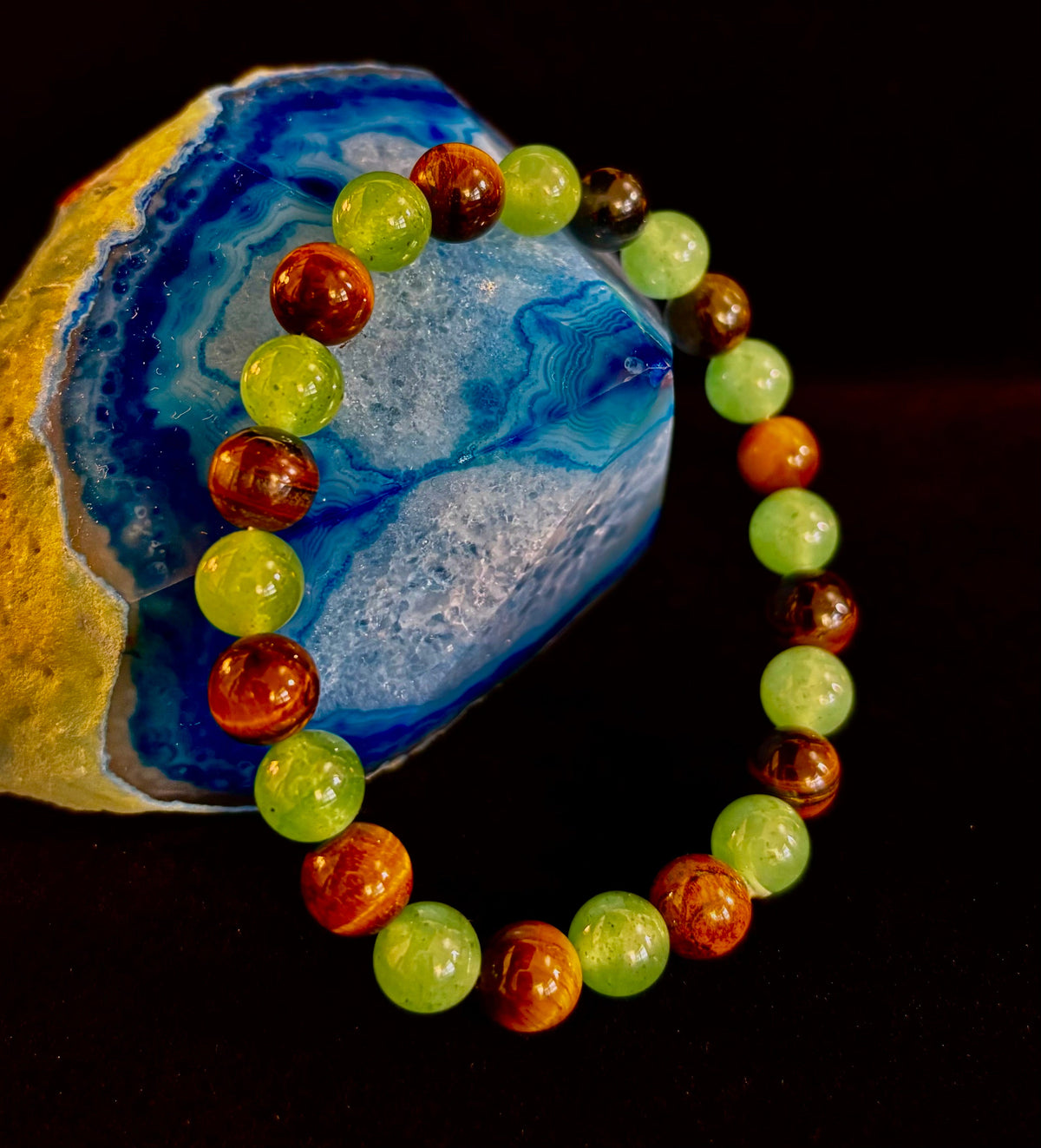 Green Aventurine & Tiger’s Eye Prosperity Bracelet – Abundance, Confidence & Luck (Medium Wrists)