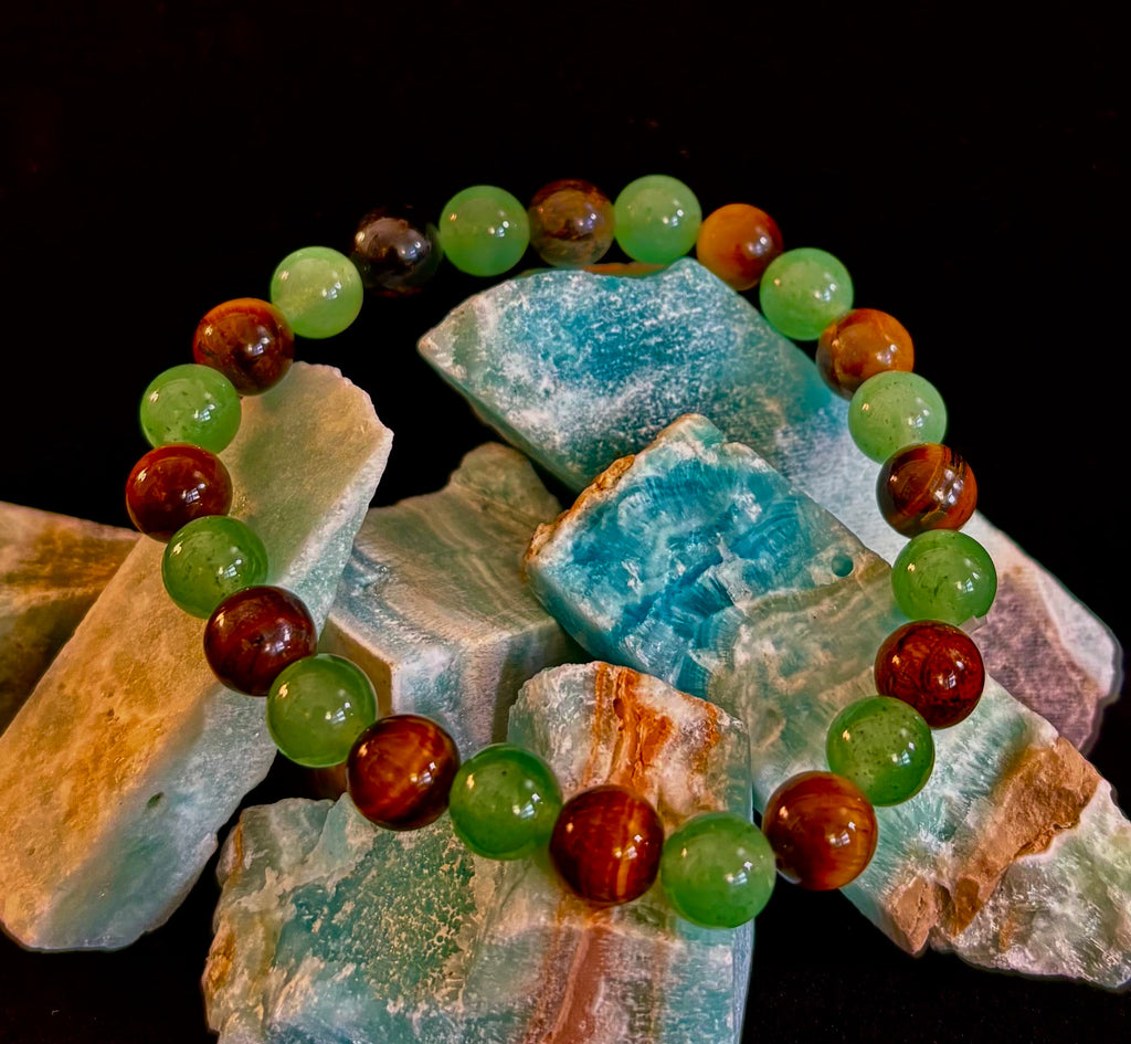 Green Aventurine & Tiger’s Eye Prosperity Bracelet – Abundance, Confidence & Luck (Medium Wrists)