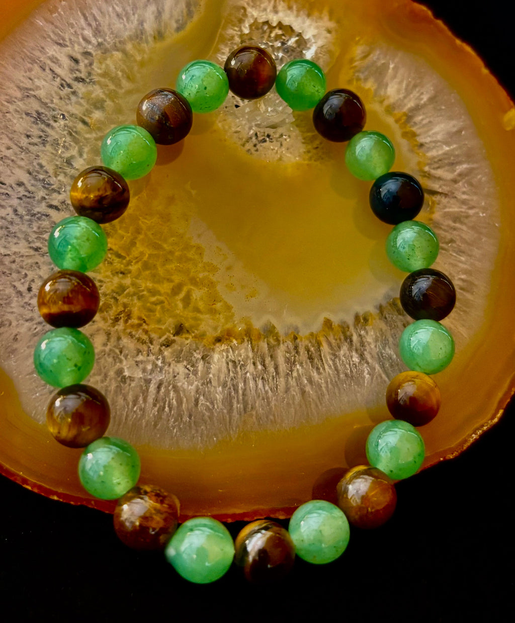 Green Aventurine & Tiger’s Eye Prosperity Bracelet – Abundance, Confidence & Luck (Medium Wrists)