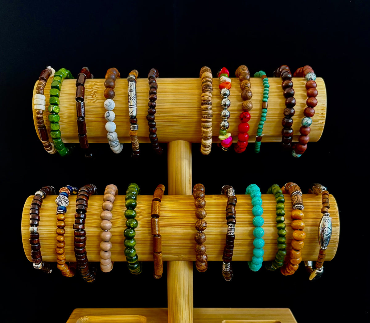 Boho Wood Beaded Bracelet Set (Pack of 5)