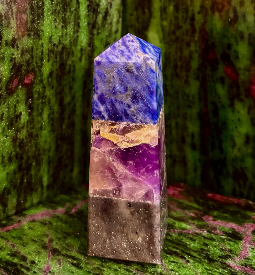 The Mindful Sanctuary Mini-Tower | Sodalite, Amethyst & Aventurine Anxiety Support Pillar