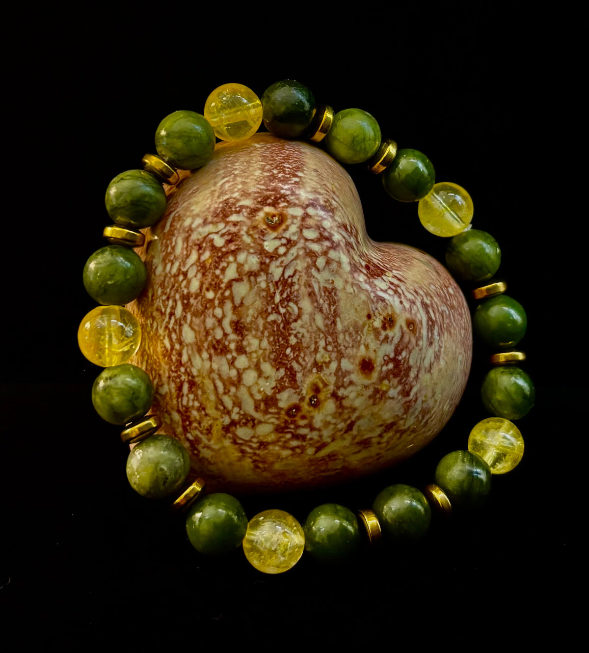 The Prosperity & Growth Touchstone | Green Jade & Citrine Intention Bracelet