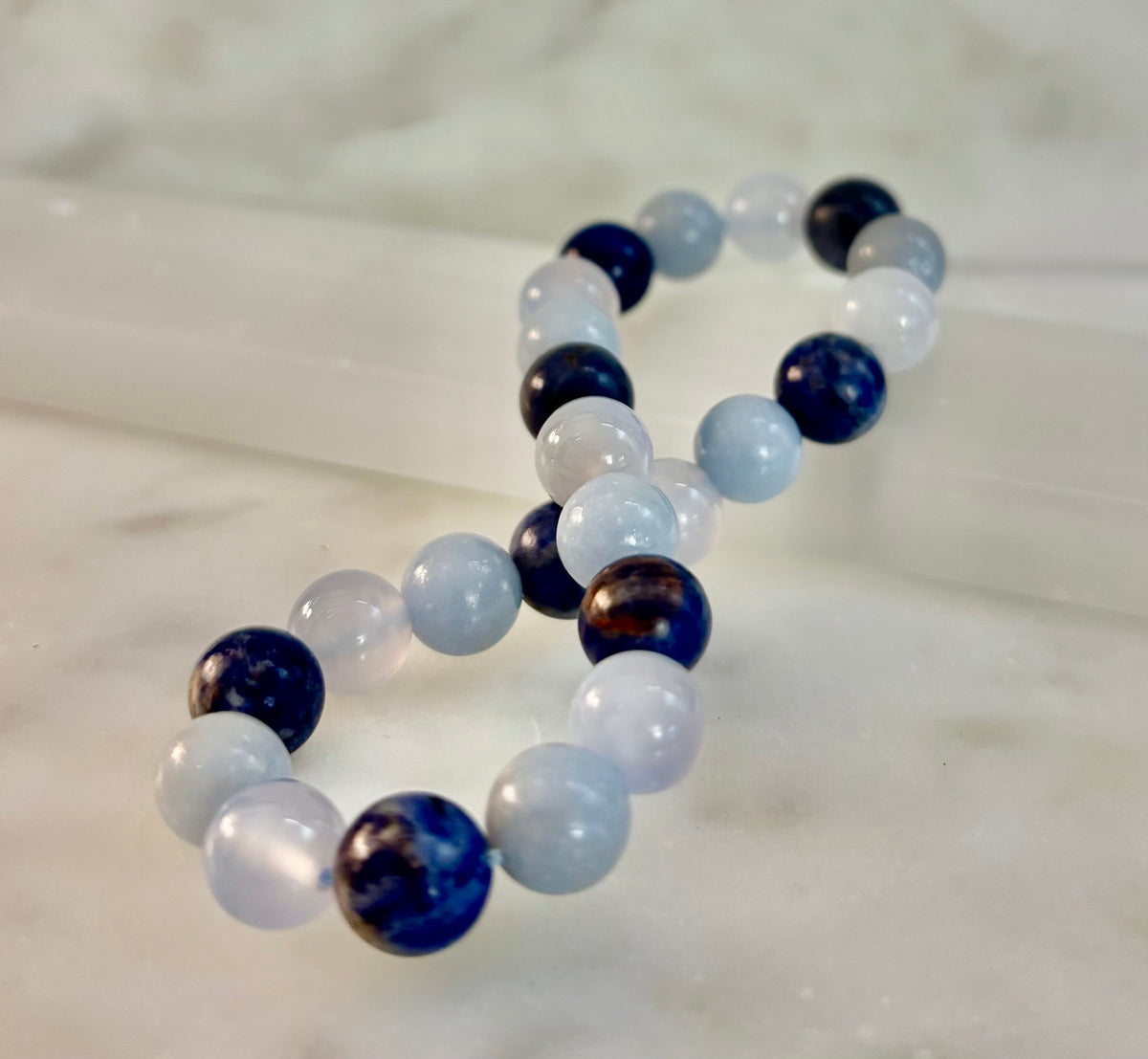The Sacred Calm Trio | Sodalite, Chalcedony & Angelite Intention Bracelet