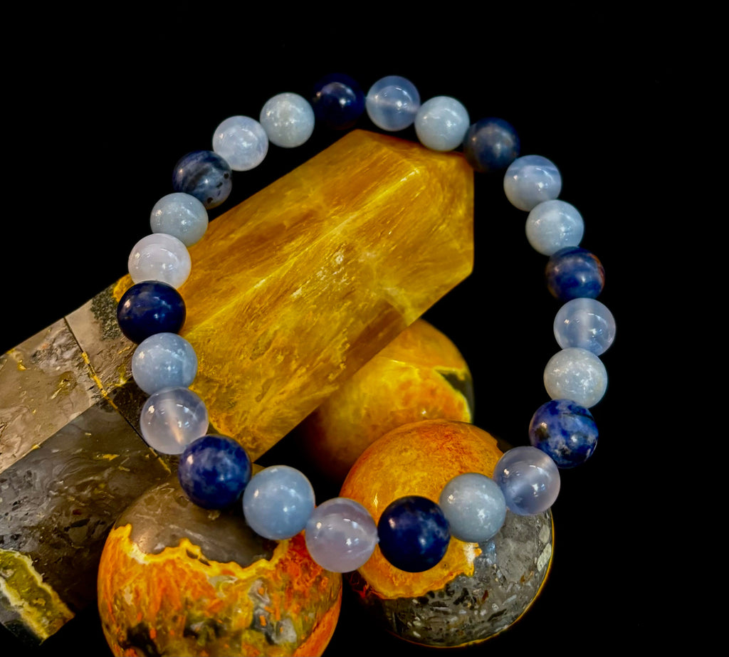 The Sacred Calm Trio | Sodalite, Chalcedony & Angelite Intention Bracelet