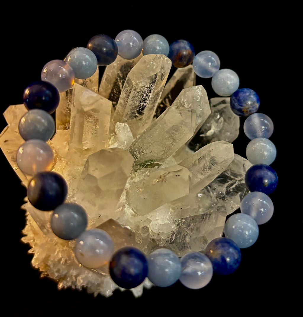 The Sacred Calm Trio | Sodalite, Chalcedony & Angelite Intention Bracelet