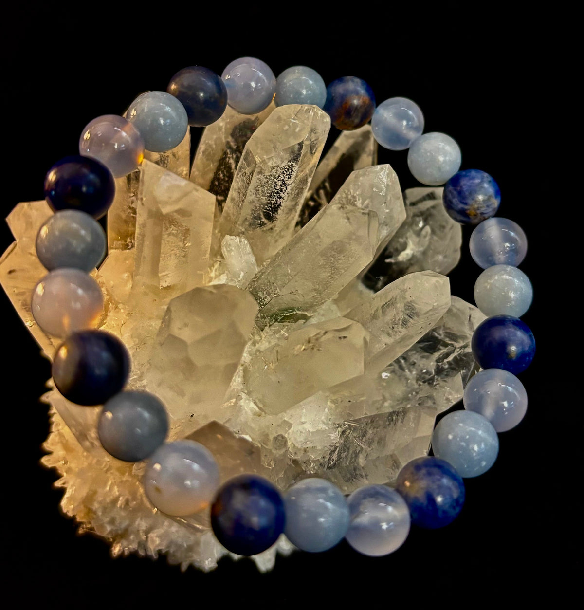 The Sacred Calm Trio | Sodalite, Chalcedony & Angelite Intention Bracelet