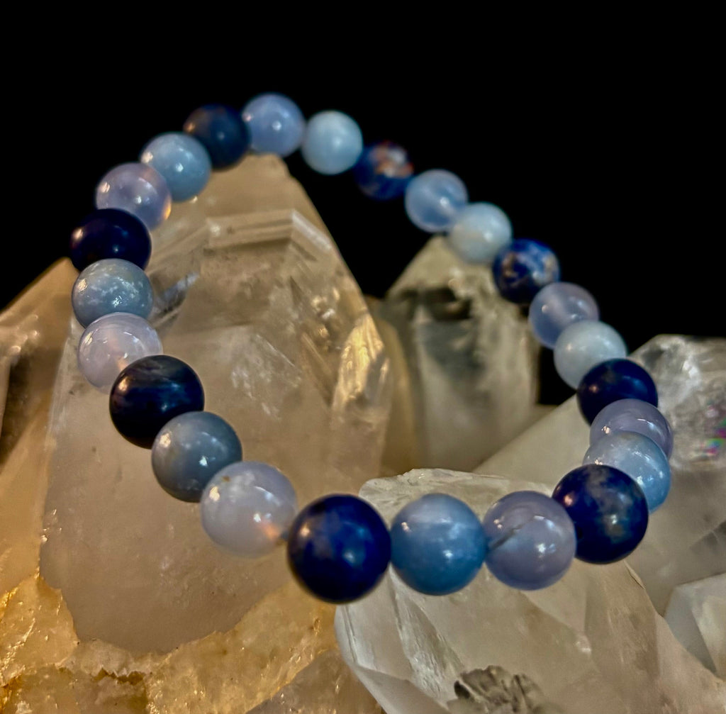 The Sacred Calm Trio | Sodalite, Chalcedony & Angelite Intention Bracelet