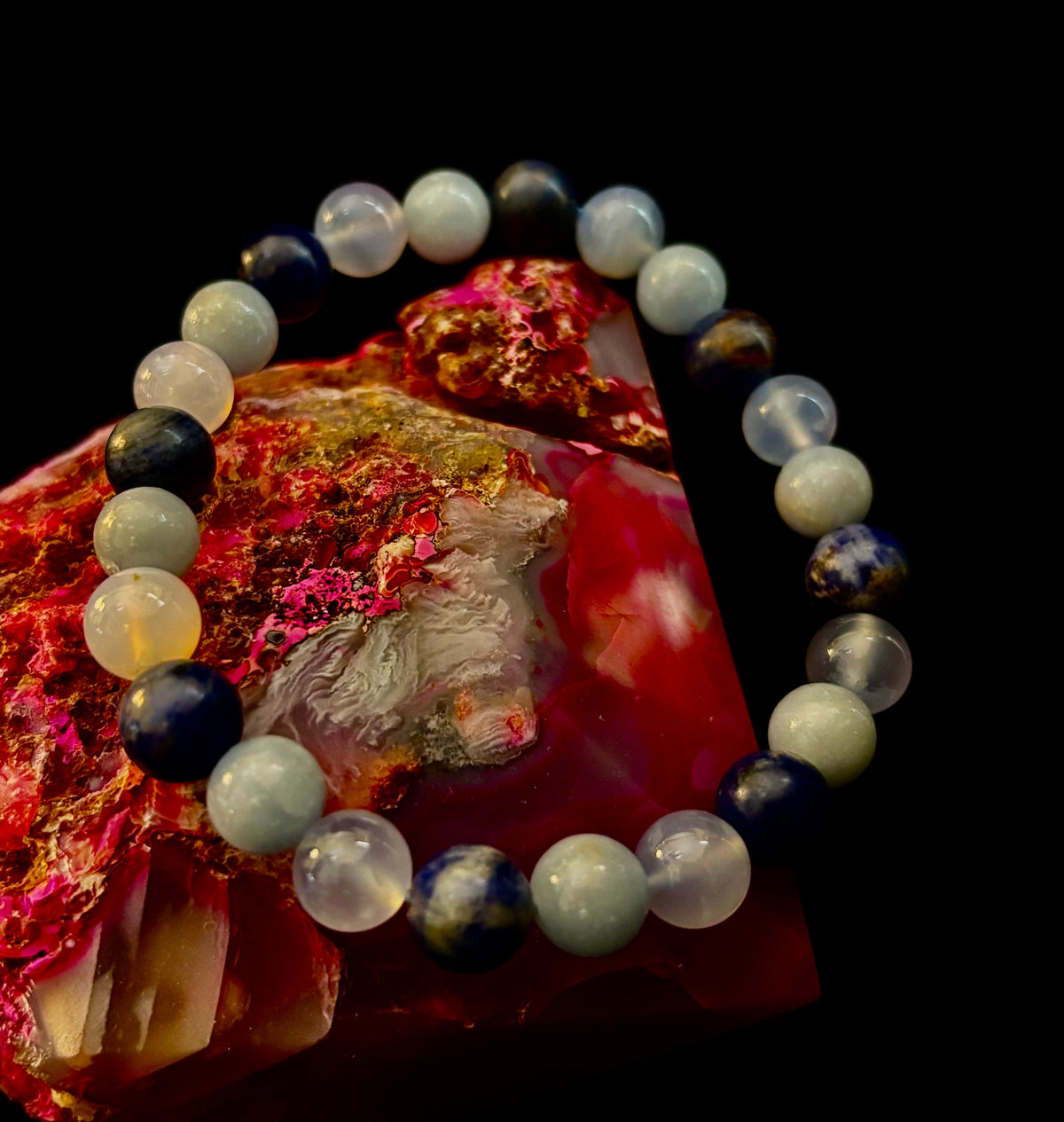 The Sacred Calm Trio | Sodalite, Chalcedony & Angelite Intention Bracelet