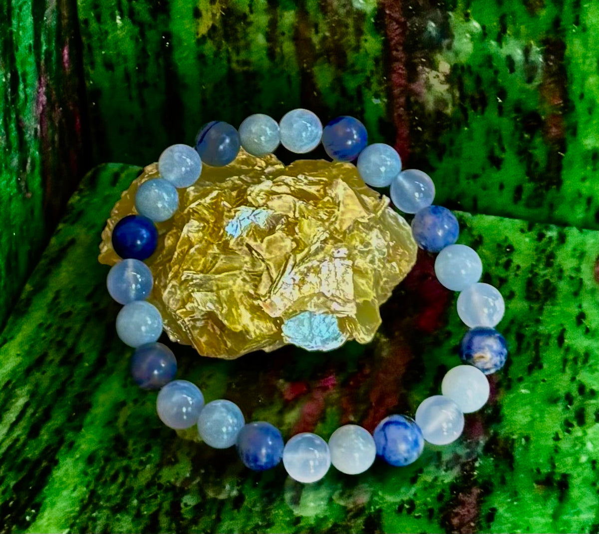The Sacred Calm Trio | Sodalite, Chalcedony & Angelite Intention Bracelet