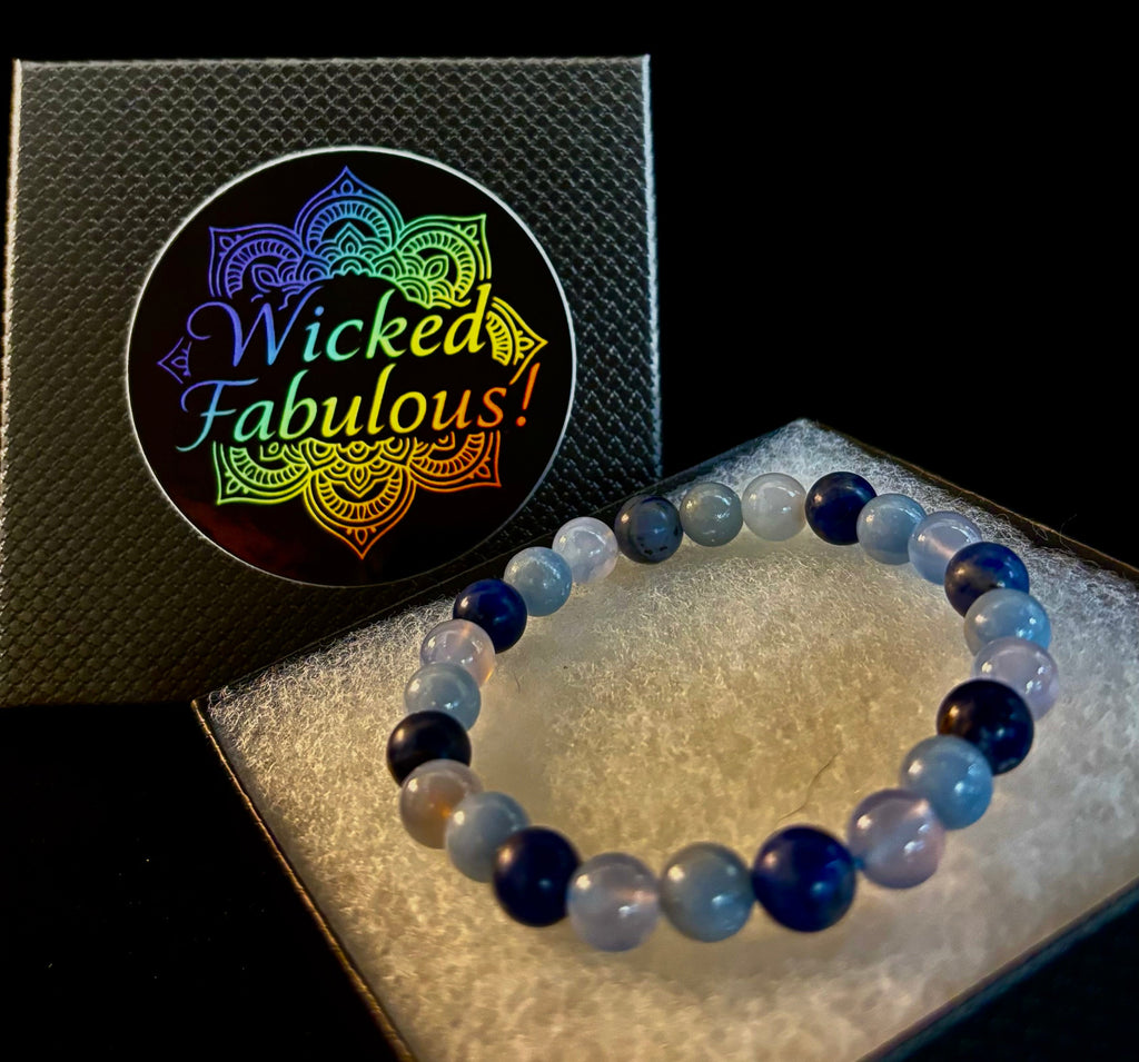The Sacred Calm Trio | Sodalite, Chalcedony & Angelite Intention Bracelet