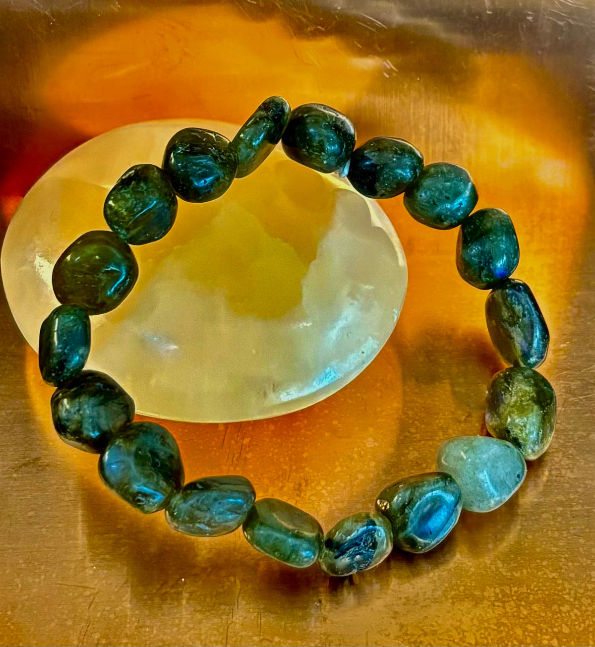 Cosmic Pebble Magic – Tumbled Natural Labradorite Bracelet (10–12mm)