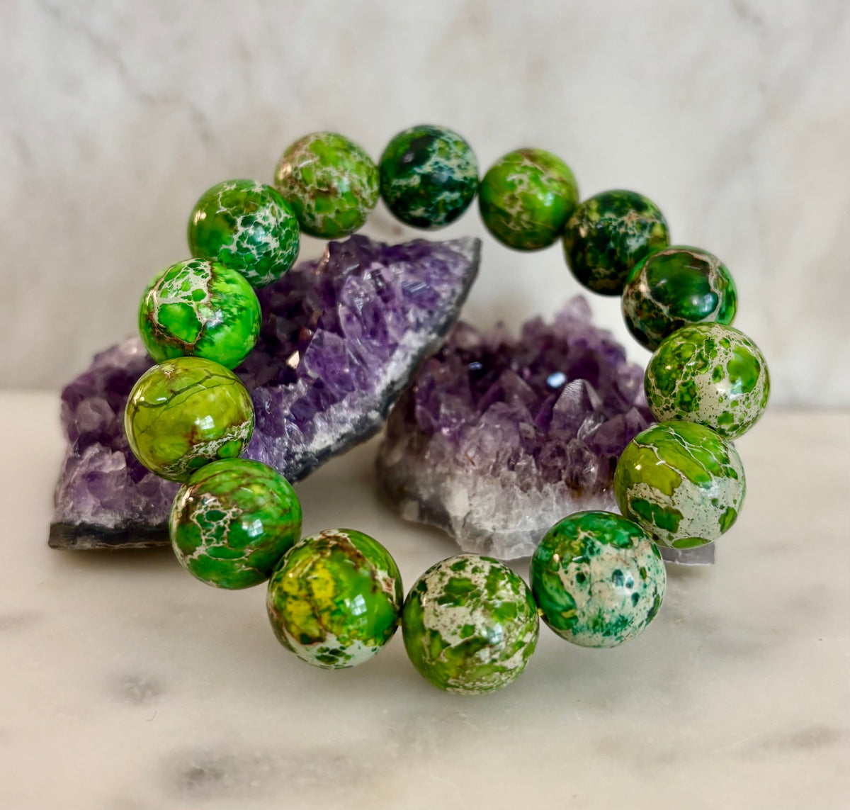 Vibrant Earth – Sea Sediment Jasper Statement Bracelet (14mm)