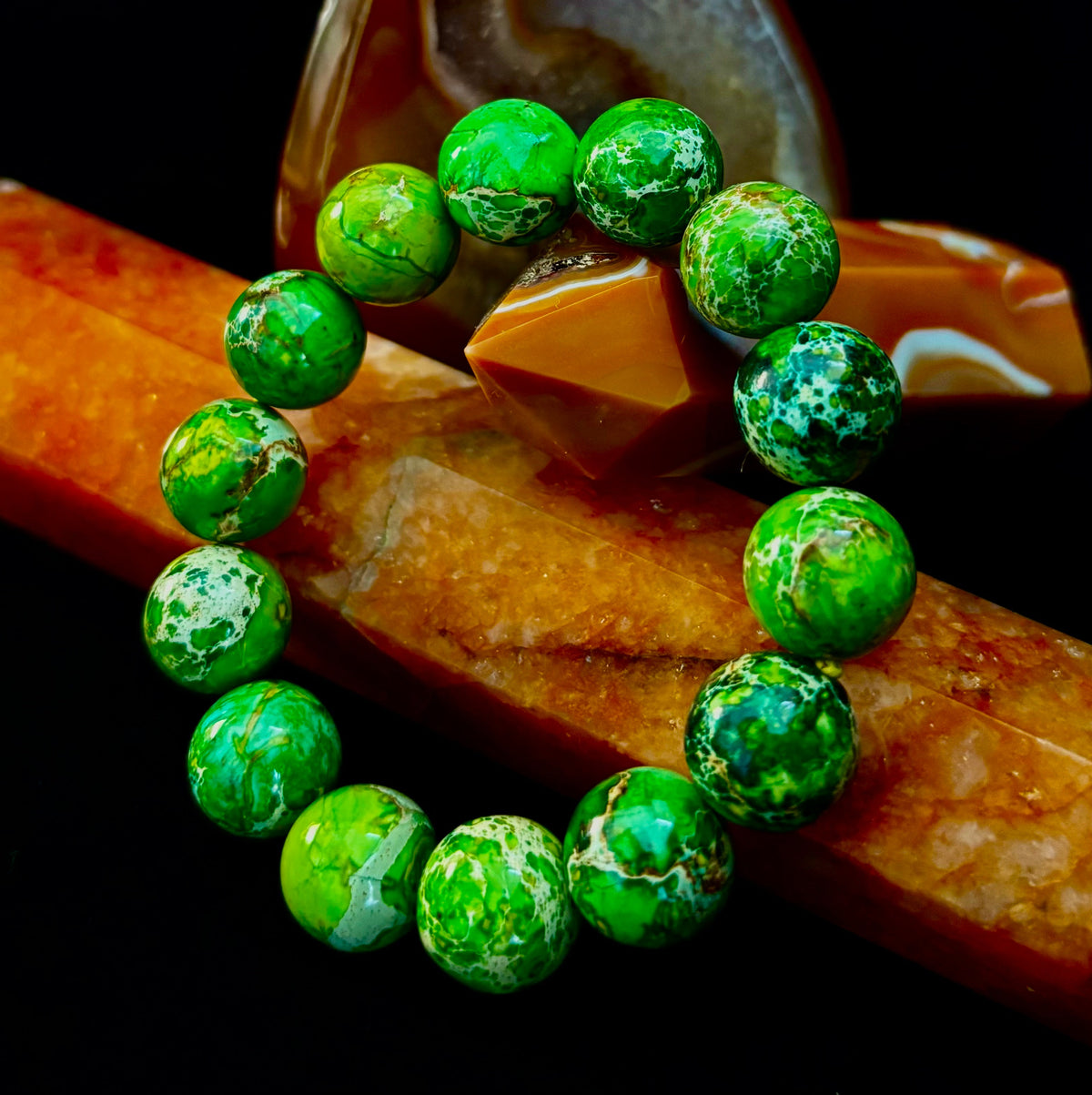 Vibrant Earth – Sea Sediment Jasper Statement Bracelet (14mm)