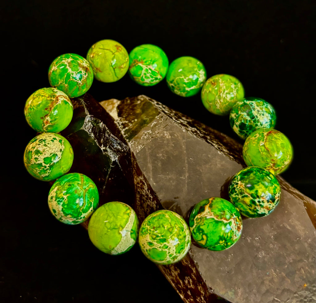 Vibrant Earth – Sea Sediment Jasper Statement Bracelet (14mm)