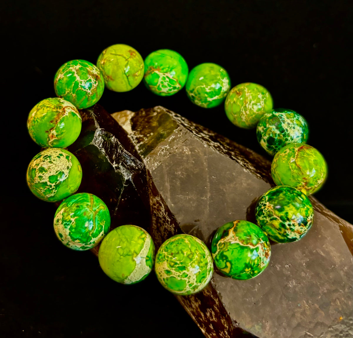 Vibrant Earth – Sea Sediment Jasper Statement Bracelet (14mm)