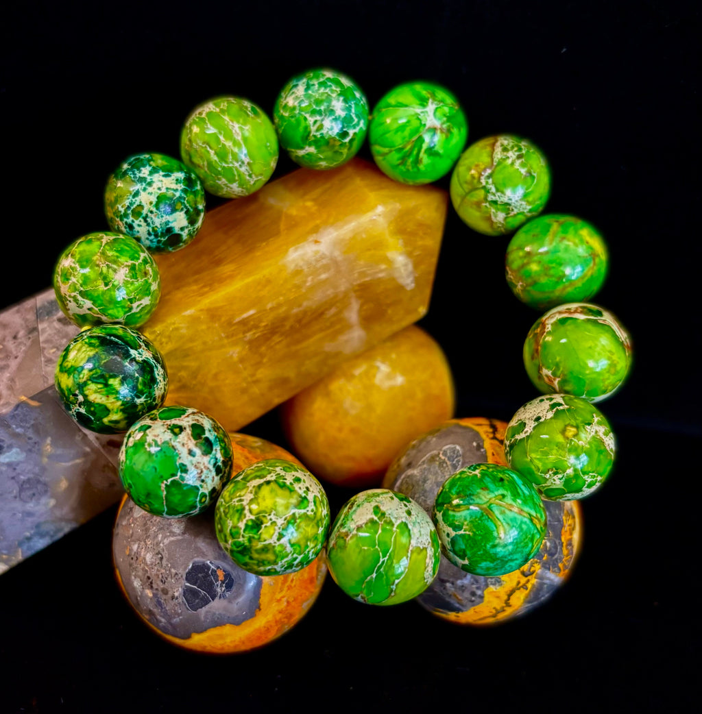 Vibrant Earth – Sea Sediment Jasper Statement Bracelet (14mm)