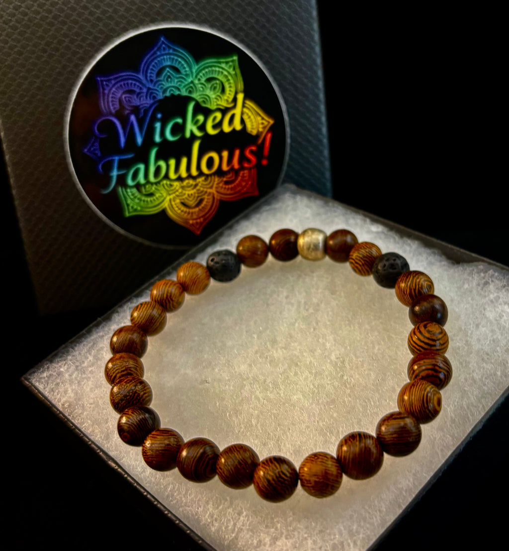 The Global Artisan Collection – Natural Wood & Artisan Metal Men’s Bracelets (8mm / 8" Wrist)