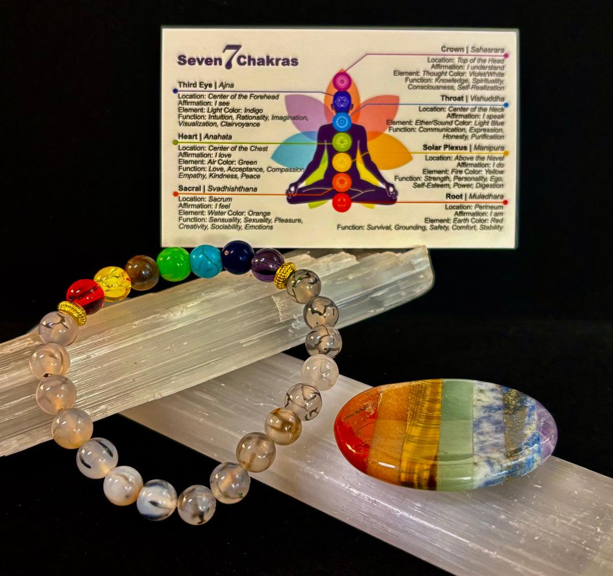 Dragon Vein Agate 7-Chakra Balance Bracelet – Protection, Strength & Energy Flow