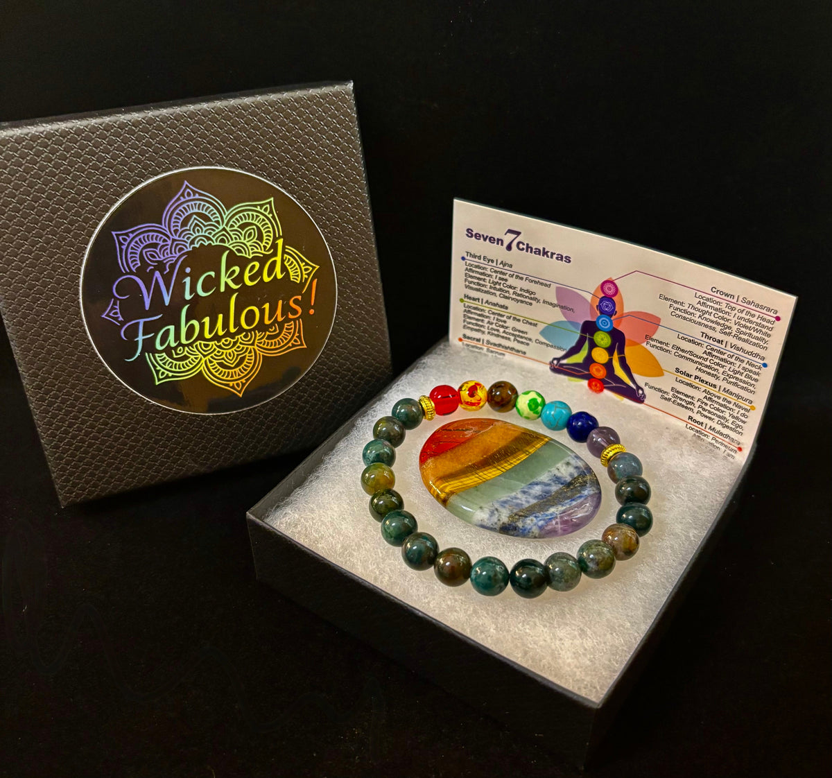 Chakra & Moss Agate Reiki-Infused Healing Bracelet – Grounding Energy & Spiritual Balance