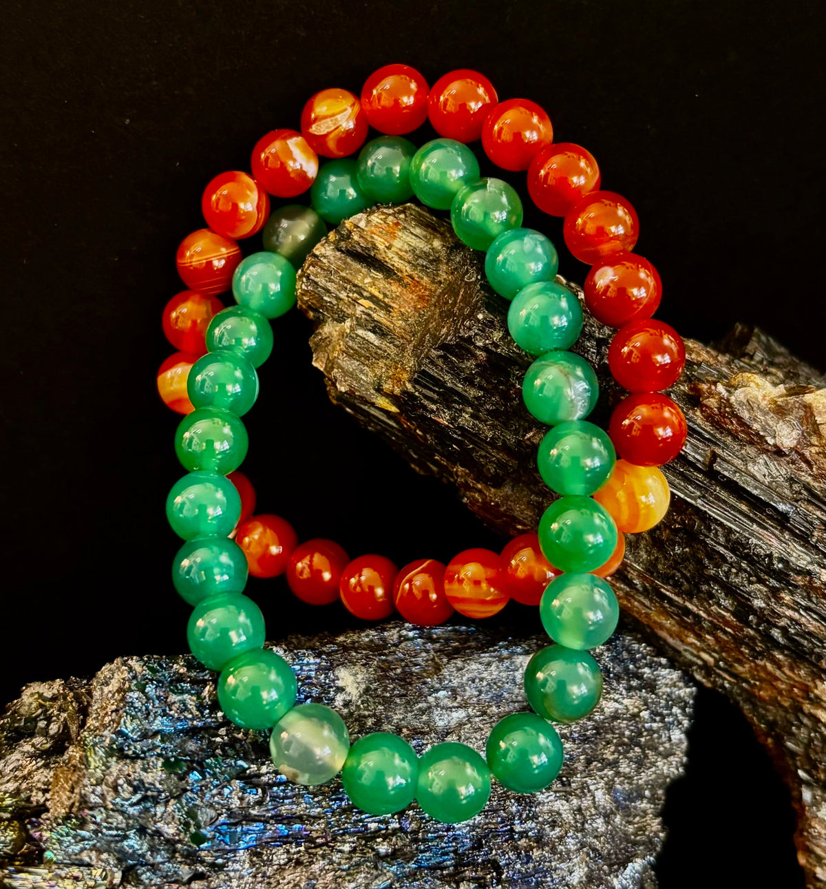 Yuletide Harmony Banded Agate Bracelet