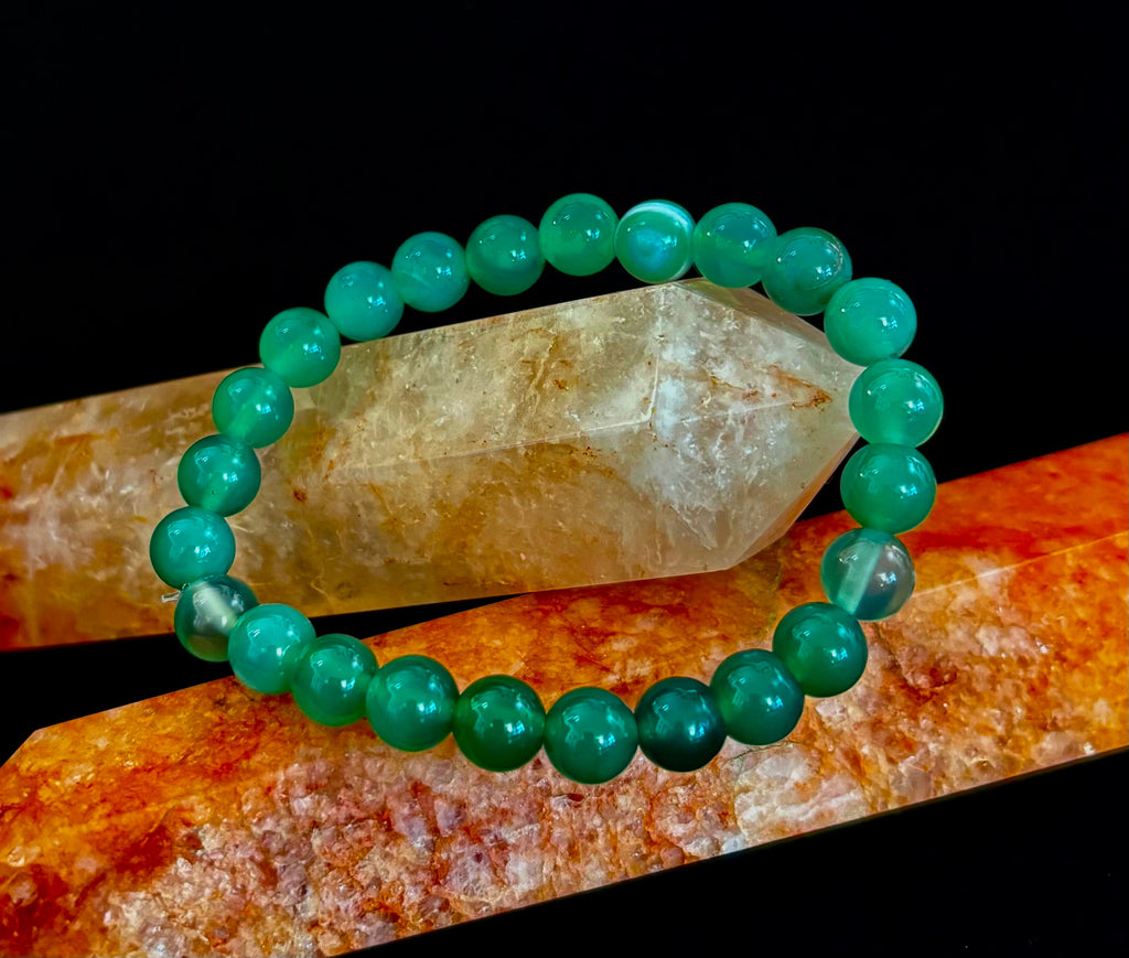 Yuletide Harmony Banded Agate Bracelet