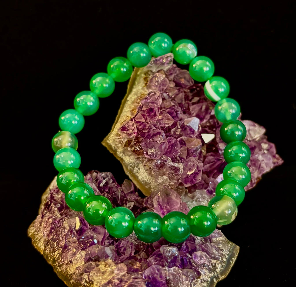 Yuletide Harmony Banded Agate Bracelet