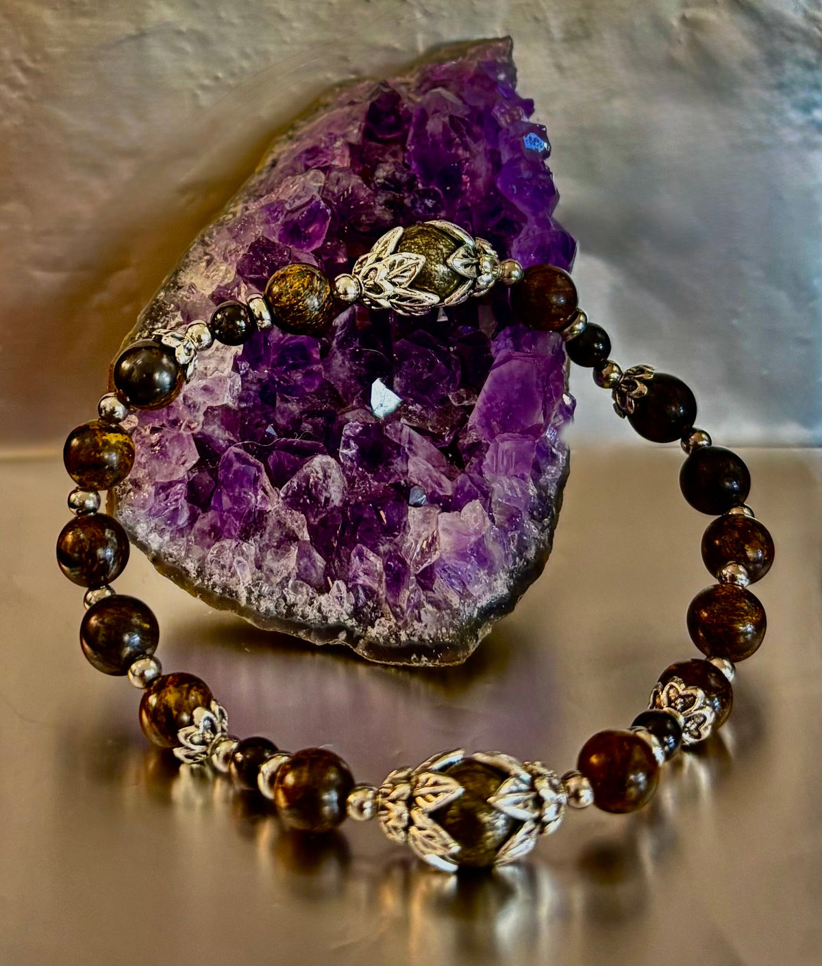 "Stay in My Power" Pyrite, Bronzite & Garnet Bracelet (Small Wrists)