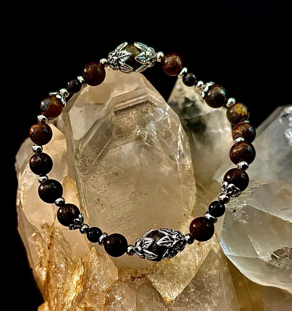"Stay in My Power" Pyrite, Bronzite & Garnet Bracelet (Small Wrists)