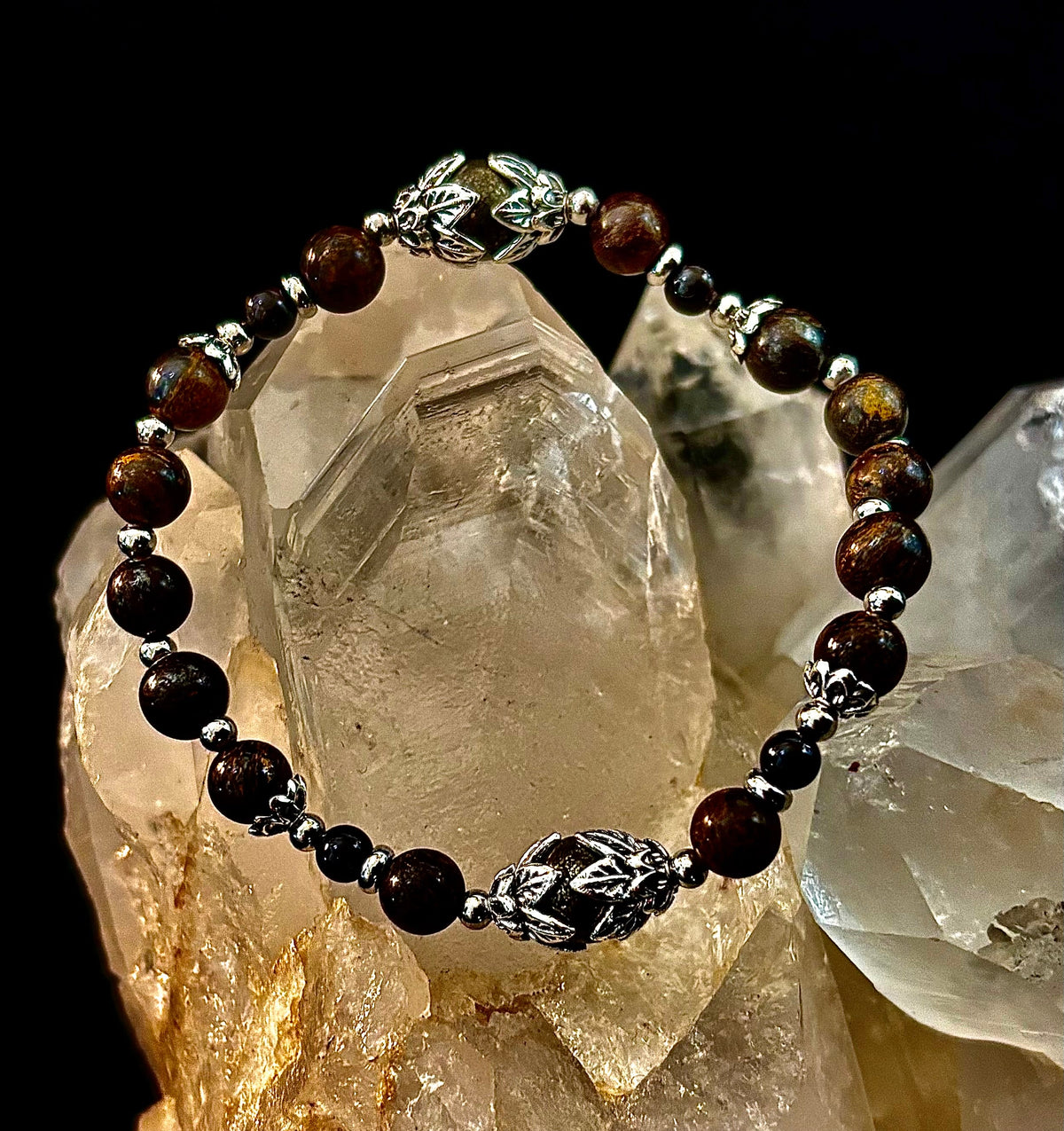 "Stay in My Power" Pyrite, Bronzite & Garnet Bracelet (Small Wrists)