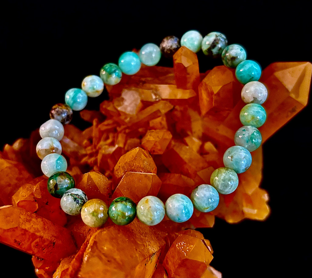 Ocean Horizon: Natural Fynchenite 8mm Gemstone Stretch Bracelet
