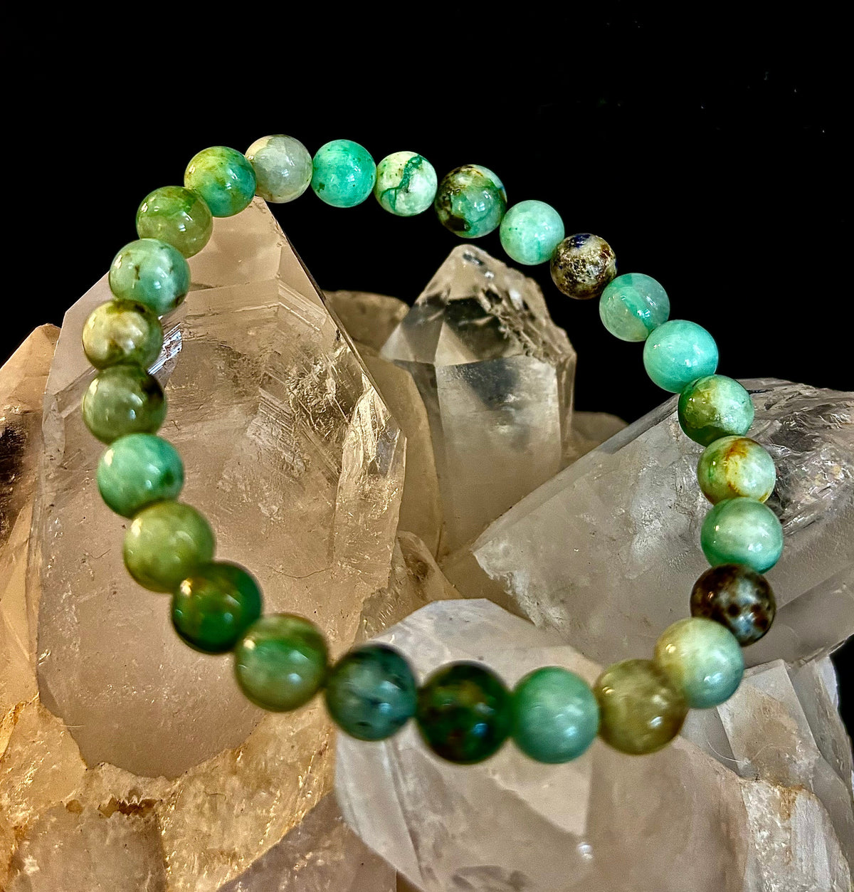 Ocean Horizon: Natural Fynchenite 8mm Gemstone Stretch Bracelet