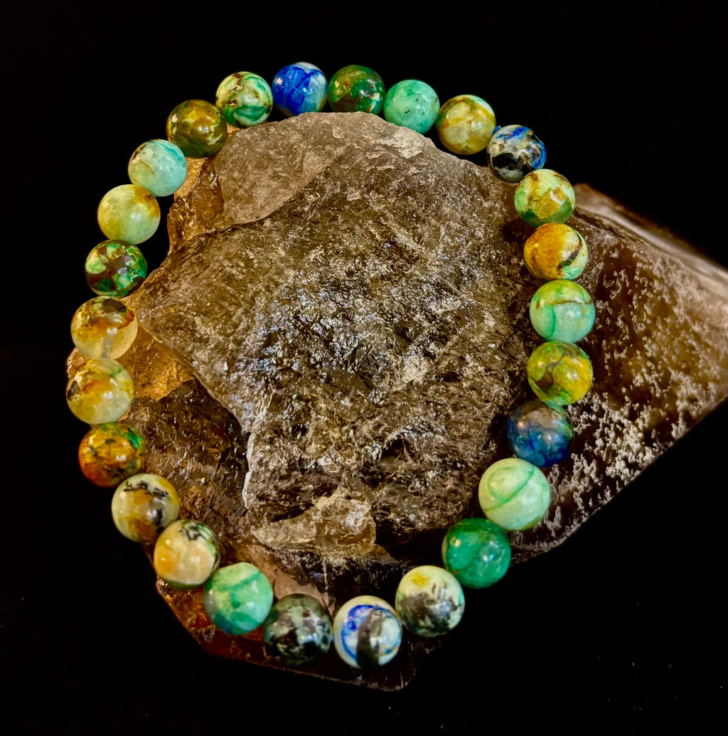 Ocean Horizon: Natural Fynchenite 8mm Gemstone Stretch Bracelet