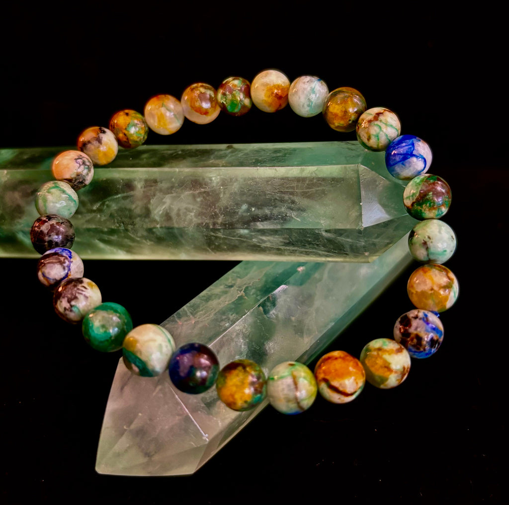 Ocean Horizon: Natural Fynchenite 8mm Gemstone Stretch Bracelet