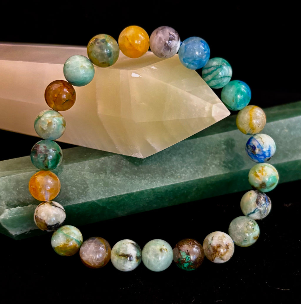 Ocean Horizon: Natural Fynchenite 8mm Gemstone Stretch Bracelet