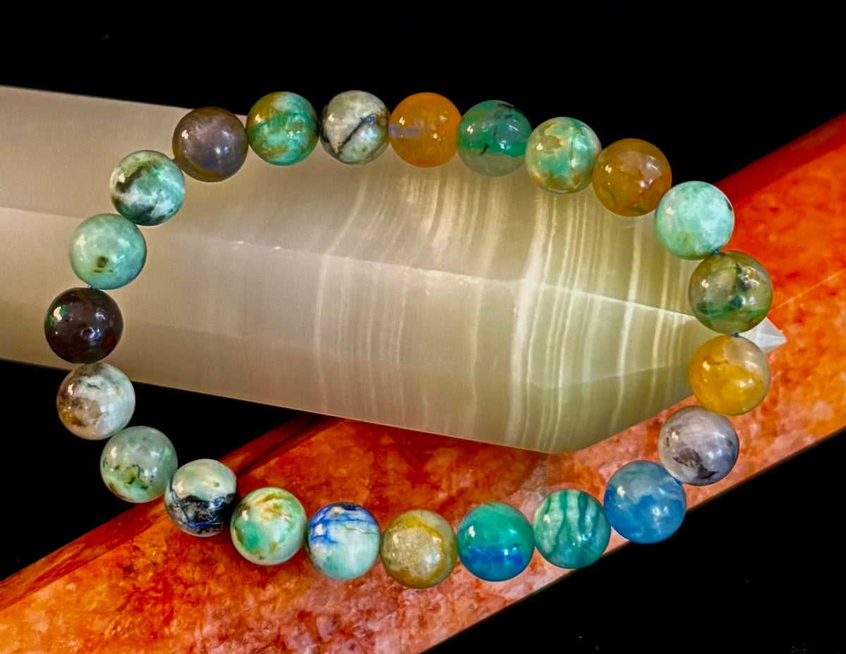 Ocean Horizon: Natural Fynchenite 8mm Gemstone Stretch Bracelet